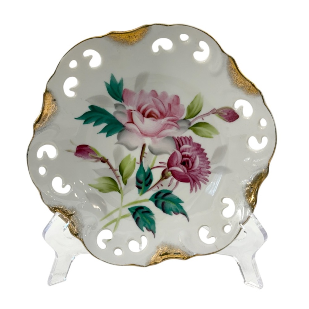 Vintage Lefton Floral China Decorative Plate/Trinket Dish